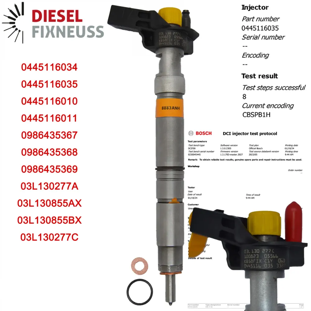 Injecteur VW T5 AMAROK 2,0 TDI | 0445116034 0445116035 0986435369 03L130277C