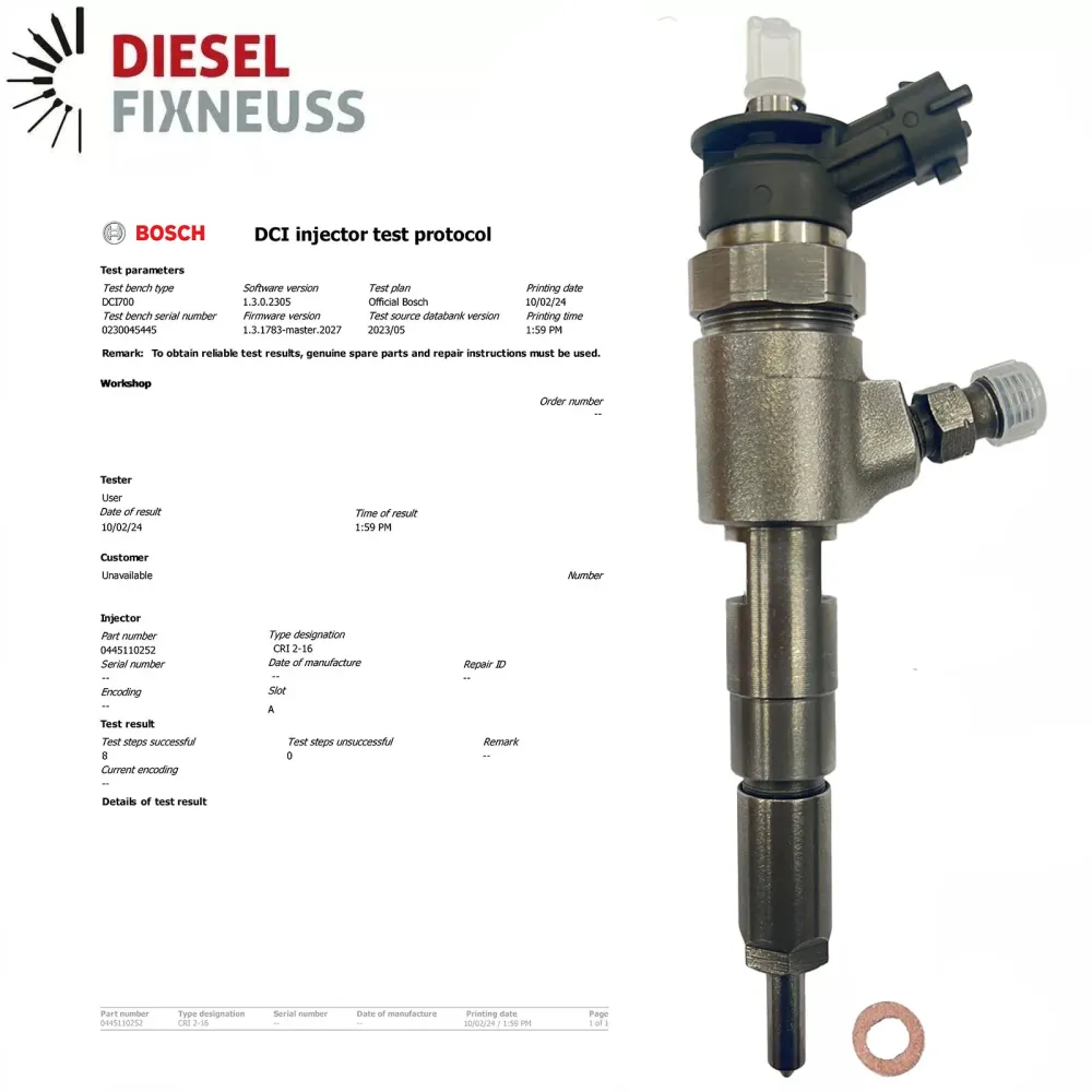 Injecteur Bosch 0445110252 Citroën C2 C3 Nemo Peugeot 206 207 1.4 HDi 9656588980