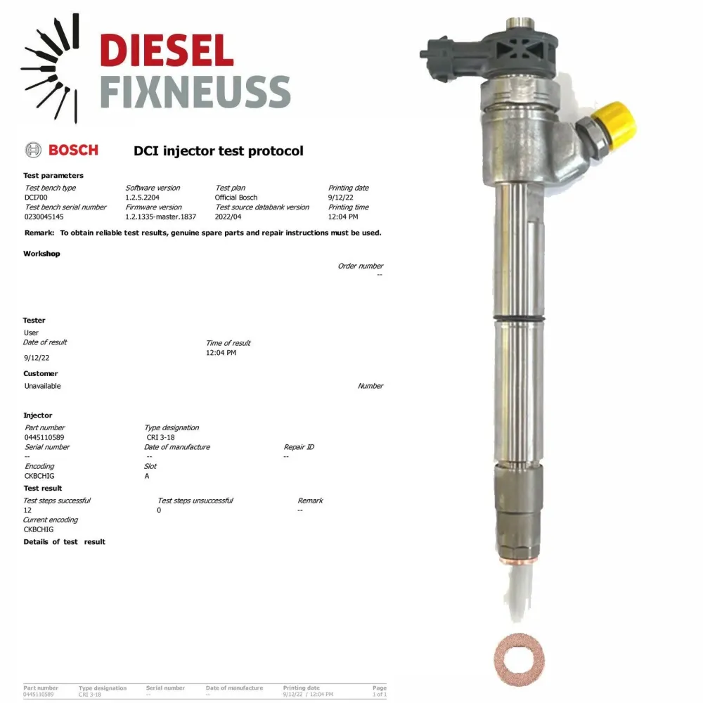 Injecteur diesel 33800-2A610 0445110589 de Kia Sportage 1,7 CRDi