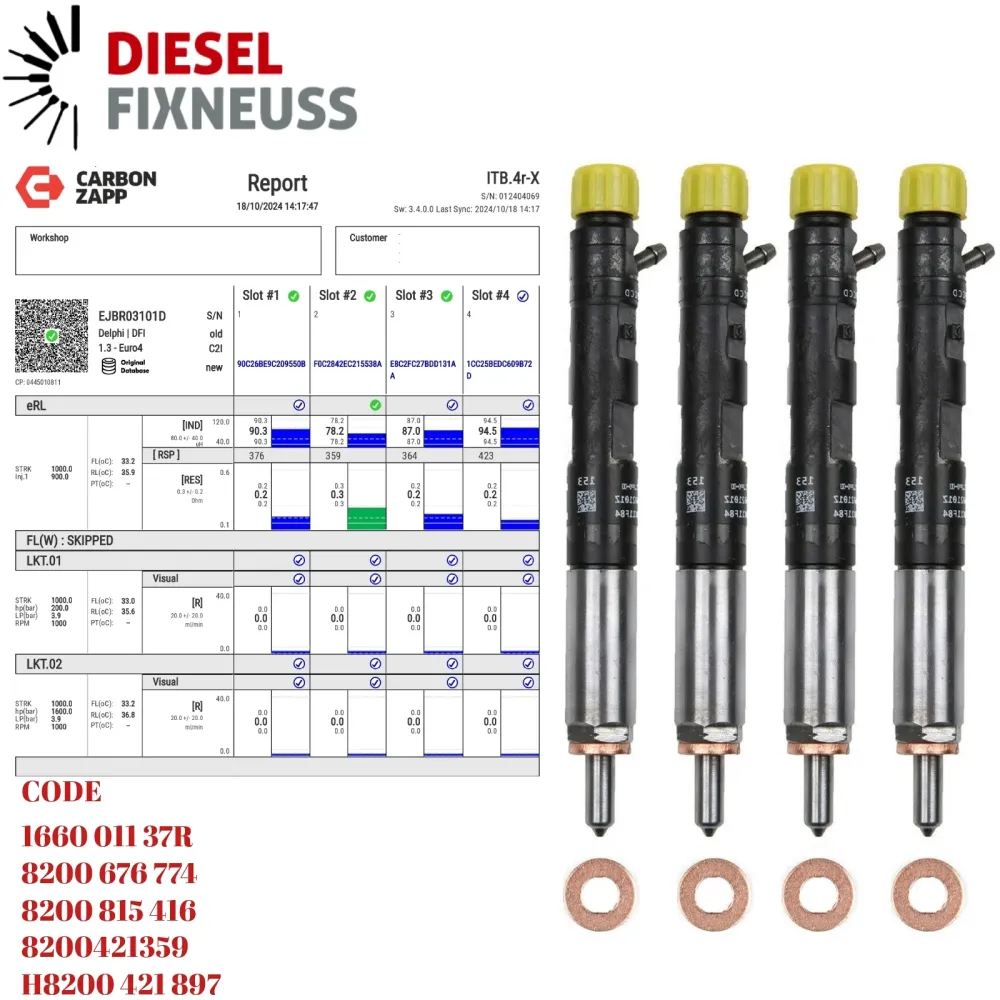4x Injecteur EJBR05101D Renault 1,5 DCI 28232251 EJBR03101D EJBR02701Z 28232251
