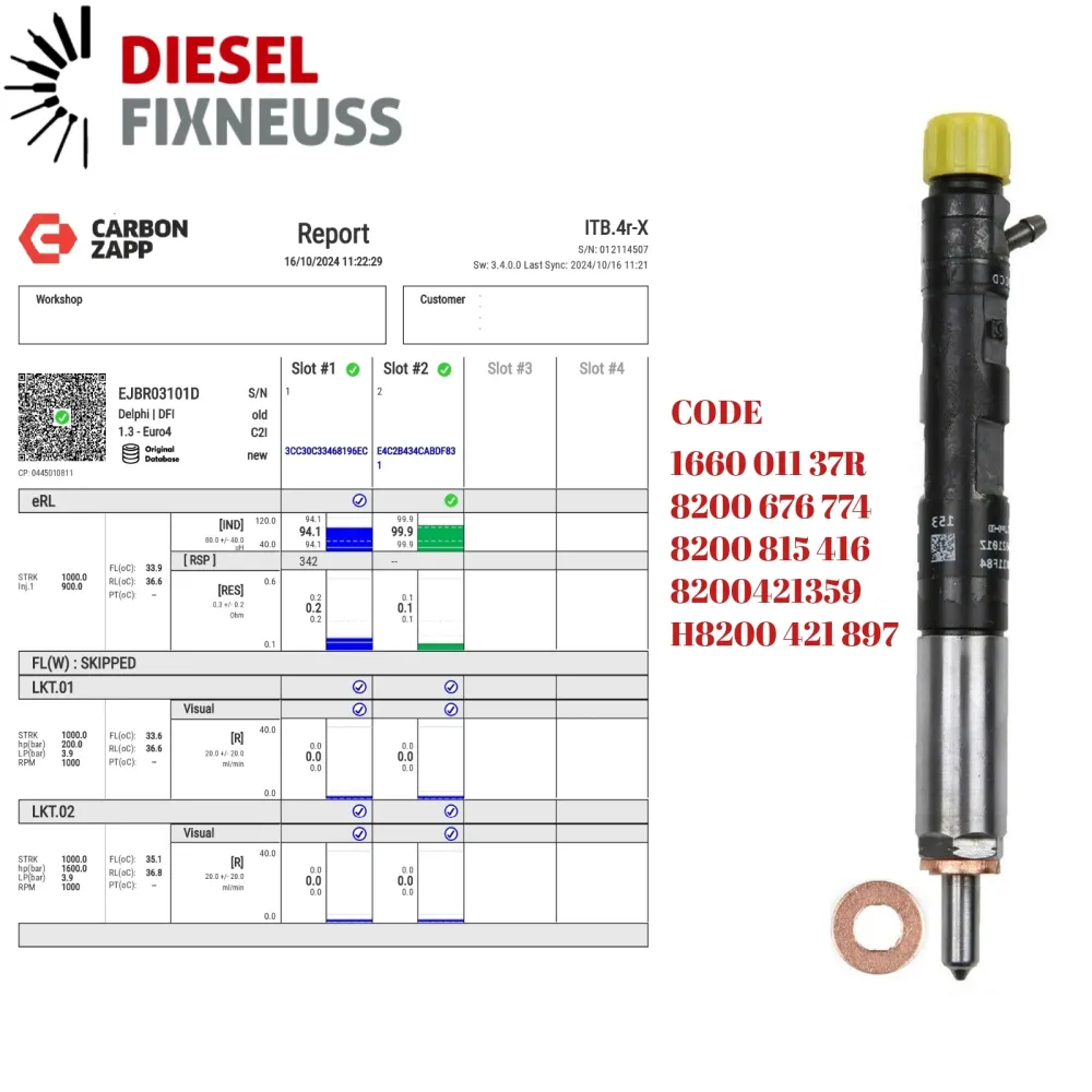 4x Injecteur EJBR05101D Renault 1,5 DCI 28232251 EJBR03101D EJBR02701Z 28232251
