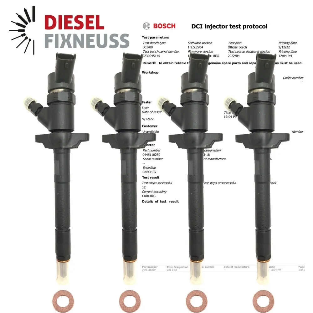 4x Injecteur Injektor Ford Peugeot 80kW 109 PS 1,6 TDCI HDI 0445110259 Euro4