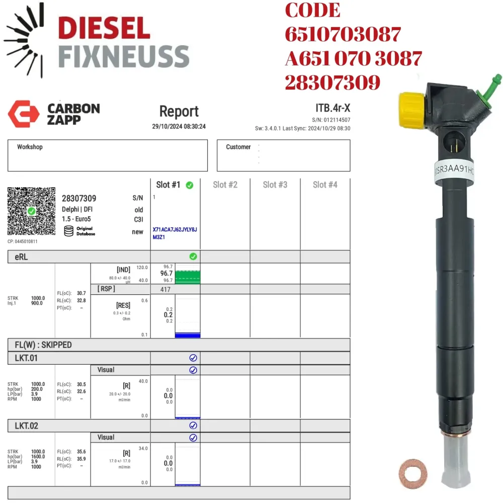 Injecteur MERCEDES SPRINTER W906 313 CDI 2.1 OM651 A6510703087 28307309