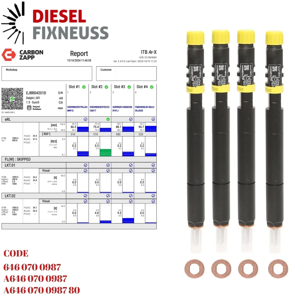4x injecteur Mercedes W211 W204 200 220CDI A6460700987 EJBR04201D DELPHI R04201D