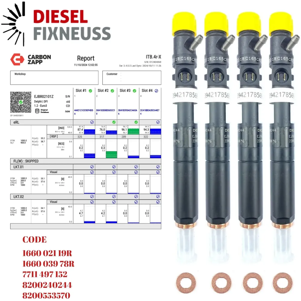 4x Injecteur Renault Kangoo Clio 1,5 dci EJBR01701Z EJBR02101Z