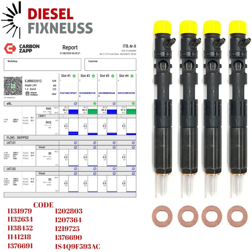 4x Injecteur 1,8 TDCI EJBR01601Z Ford Focus Transit Connect 90/101/116PS