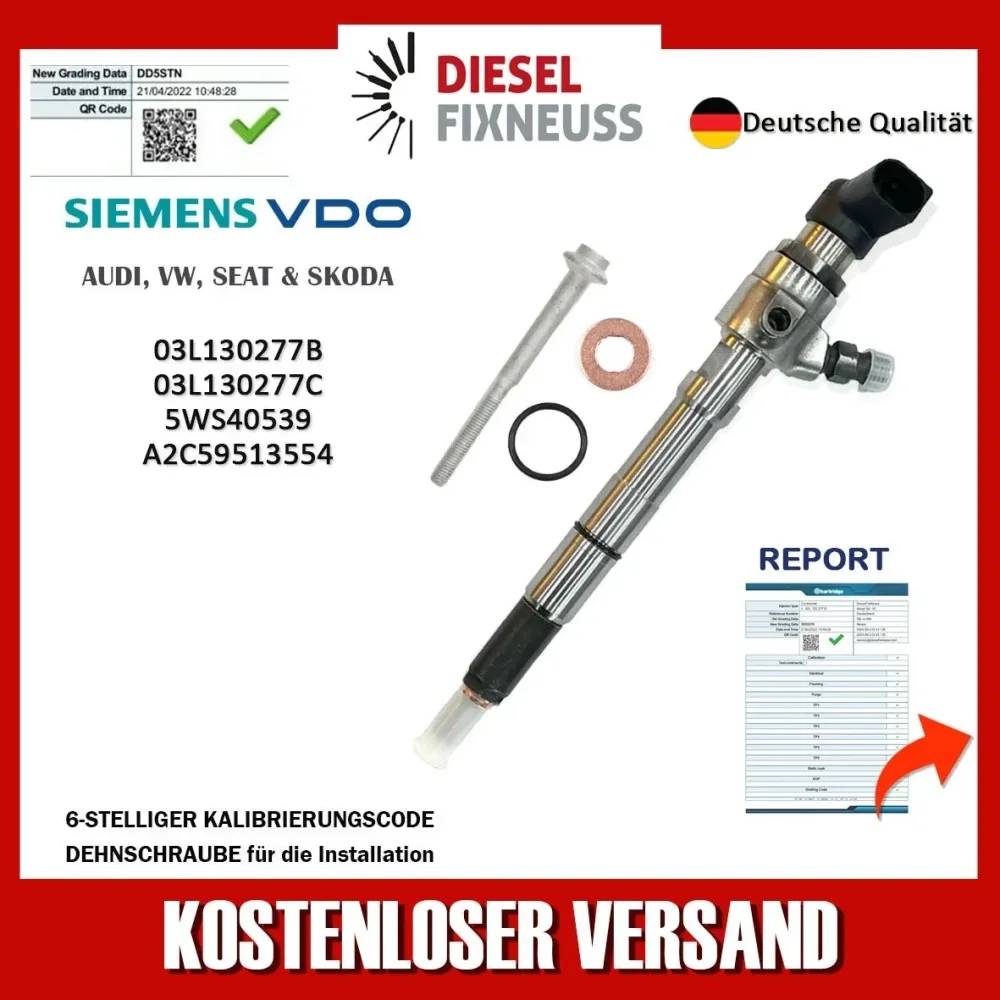 4x Injecteurs 03L130277B Siemens VW Motor 1,6 TDI CAYB