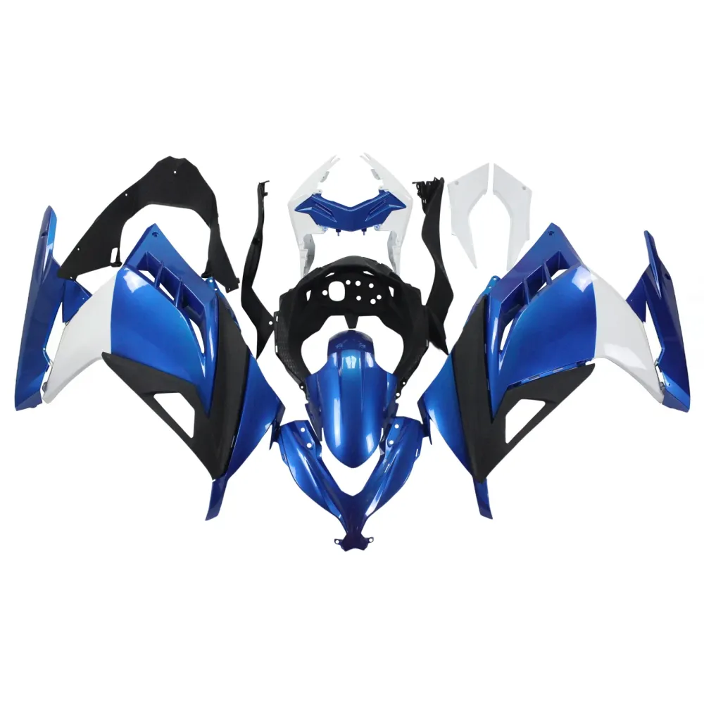 Amotopart 2013-2024 Kawasaki EX300/Ninja300 Blanc&Kit de carénage bleu