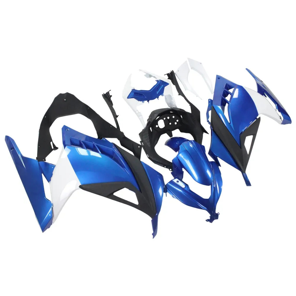 Amotopart 2013-2024 Kawasaki EX300/Ninja300 Blanc&Kit de carénage bleu