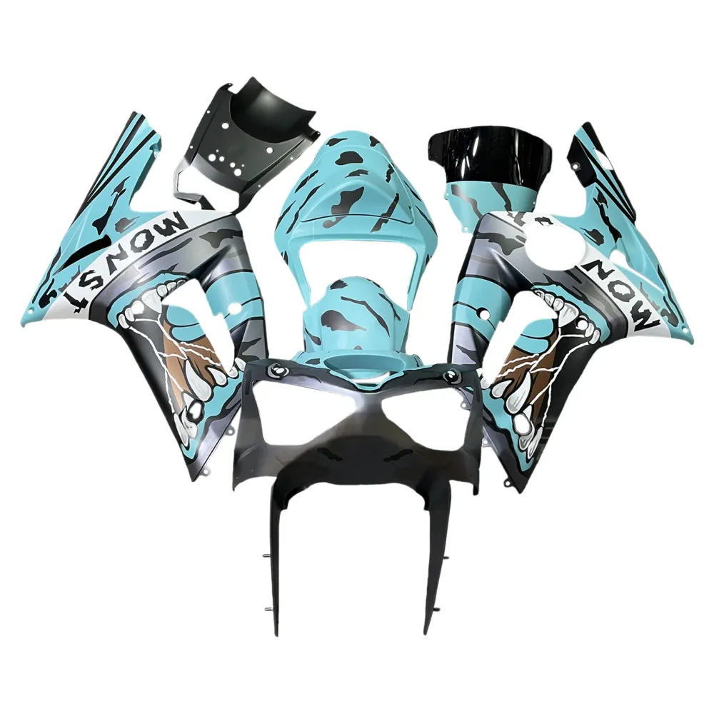 Kit de carénage d'injection carrosserie en plastique ABS adapté pour Kawasaki ZX6R 636 2003-2004