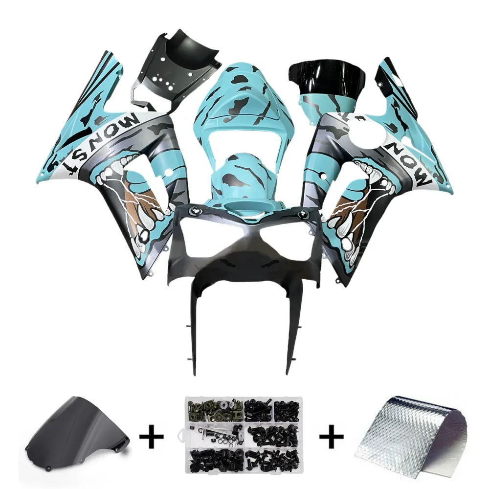Kit de carénage d'injection carrosserie en plastique ABS adapté pour Kawasaki ZX6R 636 2003-2004