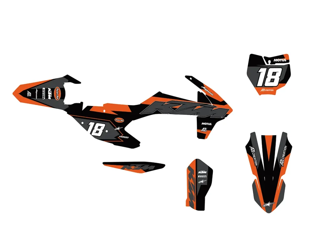 KIT DÉCO KTM SX / SXF 2017 > 2019 RACE ORANGE GRIS