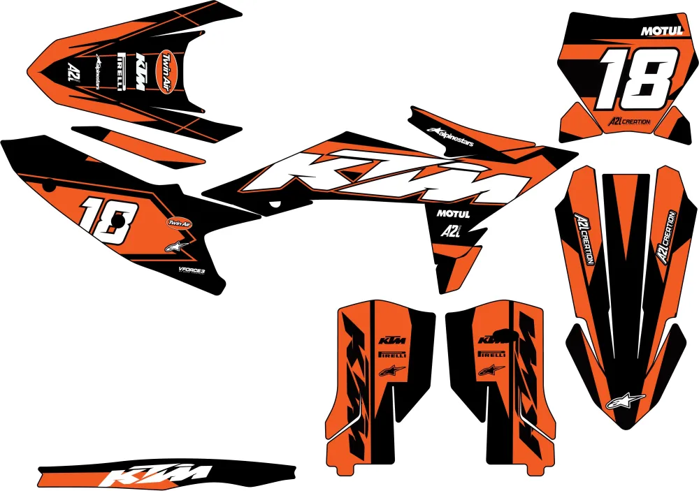 KIT DÉCO KTM SX / SXF RAVEN - ORANGE (adaptable toutes KTM)