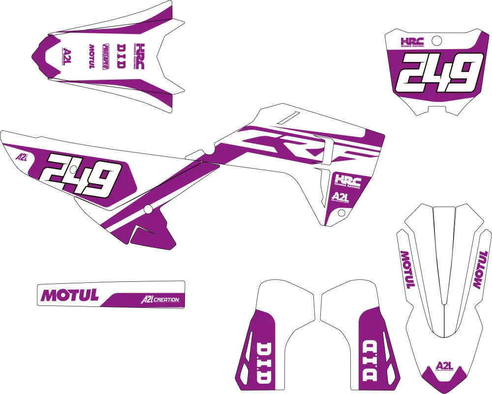 KIT DÉCO MOTOCROSS HONDA CRF - V1 BLANC VIOLET
