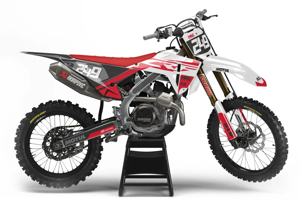 KIT DÉCO MOTOCROSS HONDA CRF - V1 ROUGE NOIR GRIS