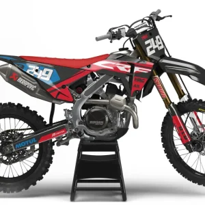 KIT DÉCO MOTOCROSS HONDA CRF - V1 ROUGE NOIR BLEU