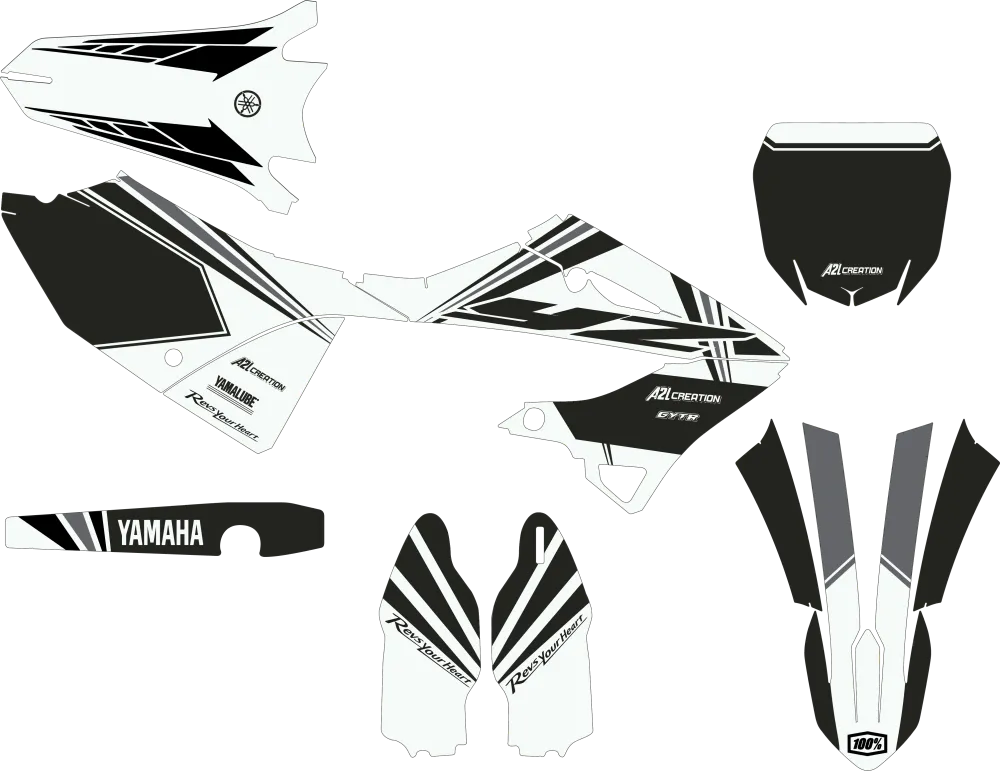 KIT DÉCO MOTOCROSS YAMAHA YZ SIMPLY - BLANC ( ADAPTABLE TOUTES YAMAHA )