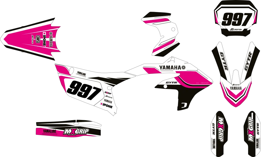 KIT DÉCO MOTOCROSS YAMAHA YZF - 70TH ROSE ( ADAPTABLE TOUTES YAMAHA )