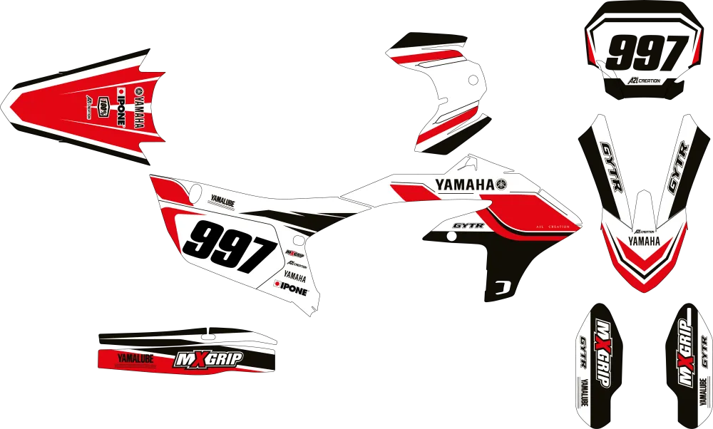 KIT DÉCO MOTOCROSS YAMAHA YZF - 70TH ROUGE ( ADAPTABLE TOUTES YAMAHA )