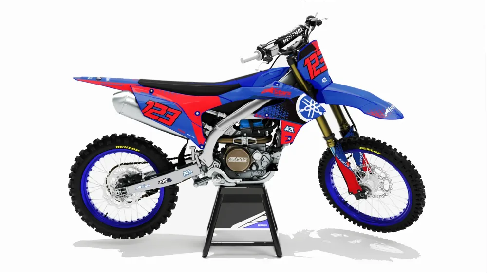 KIT DÉCO MOTOCROSS YAMAHA YZF - BLEU ROUGE ( ADAPTABLE TOUTES YAMAHA )