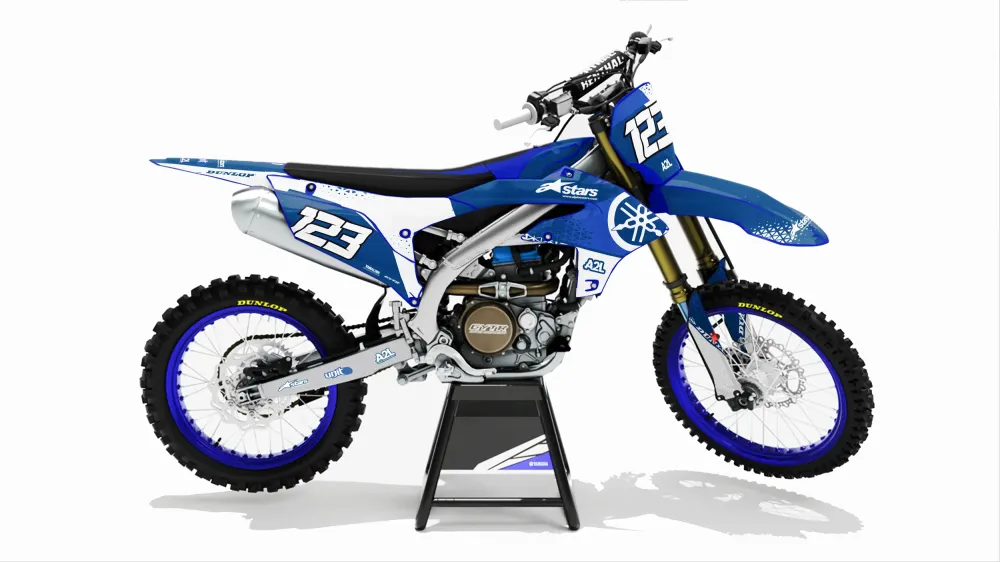 KIT DÉCO MOTOCROSS YAMAHA YZF - BLEU BLANC ( ADAPTABLE TOUTES YAMAHA )