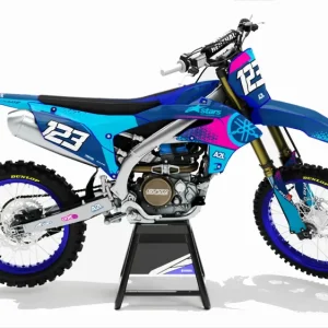 KIT DÉCO MOTOCROSS YAMAHA YZF - BLEU TURQUOISE ROSE ( ADAPTABLE TOUTES YAMAHA )