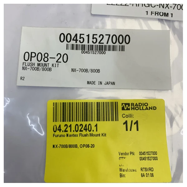 Kit de montage encastré Furuno OP08-20 pour Navtex NX-700B et NX-800B