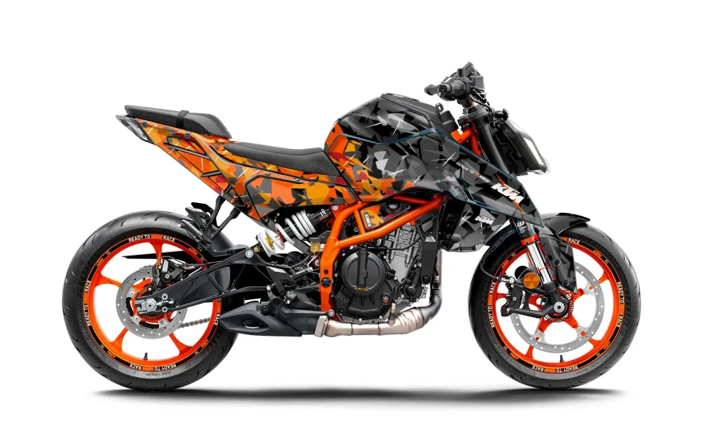 KTM 125 Duke KITS DÉCO - "Flake" (Noir/Orange)