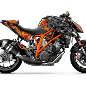 KTM 1290 Super Duke R 2014-2019 KITS DÉCO - "Flake" (Noir/Orange)