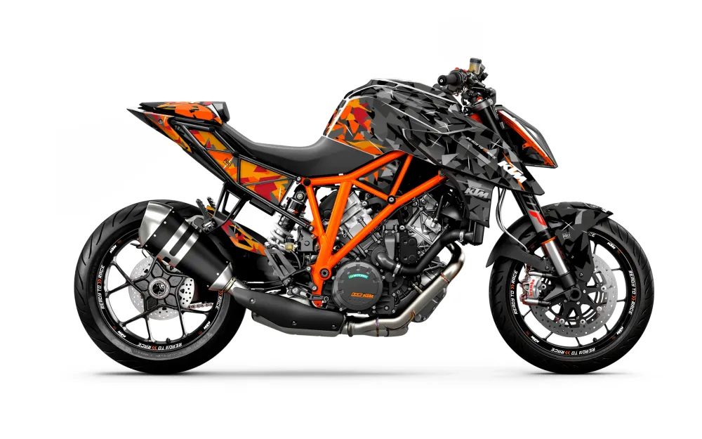KTM 1290 Super Duke R 2014-2019 KITS DÉCO - "Flake" (Noir/Orange)