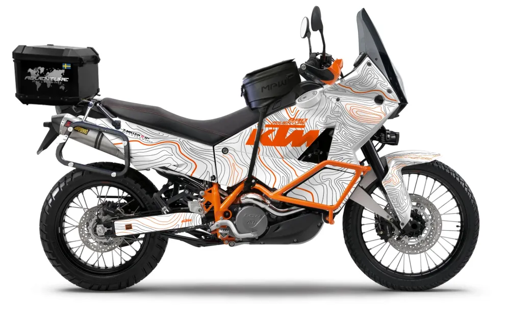 KTM 950/990 Adventure KITS DÉCO - "TOPOGRAPHY" (Blanc/Orange)