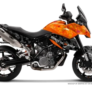 KTM 990 SM / SMR / SMT KITS DÉCO - "Flake" (Orange/Noir)