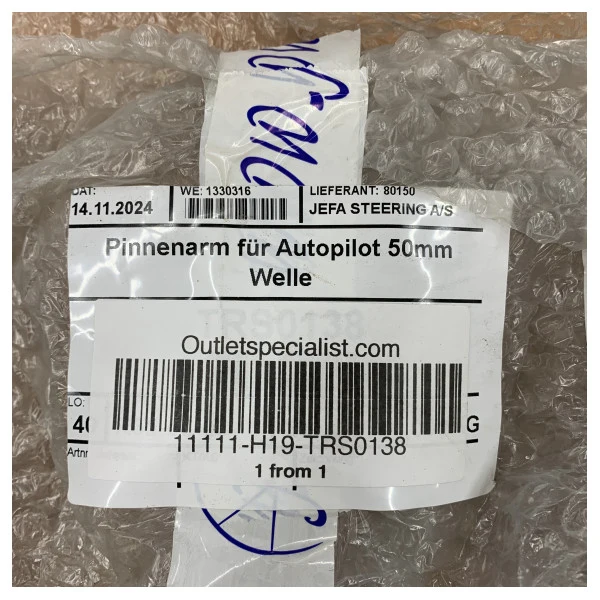Levier de barre Jefa Aluminium D50 mm TLJ050 pour direction autopilote - TRS0138