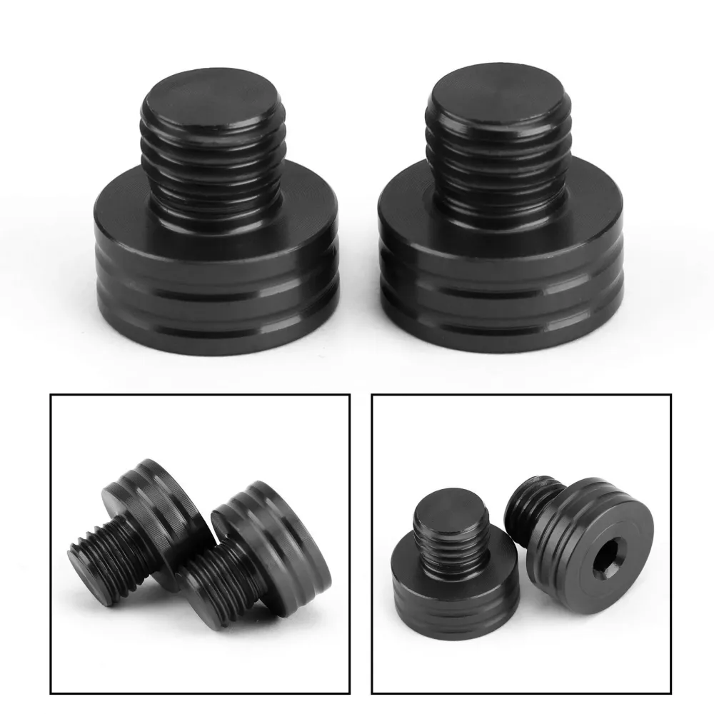 M10x1.25mm paire de bouchons de trou de miroir noir CNC en aluminium pour Suzuki GSR400/600/750 & GSX-S750/1000