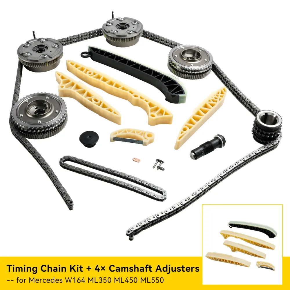 Mercedes-Benz C 280 4Matic 2006? Luxe 3,0 L V6 – Kit de chaîne de distribution à gaz + 4 × ajusteurs d'arbre à cames