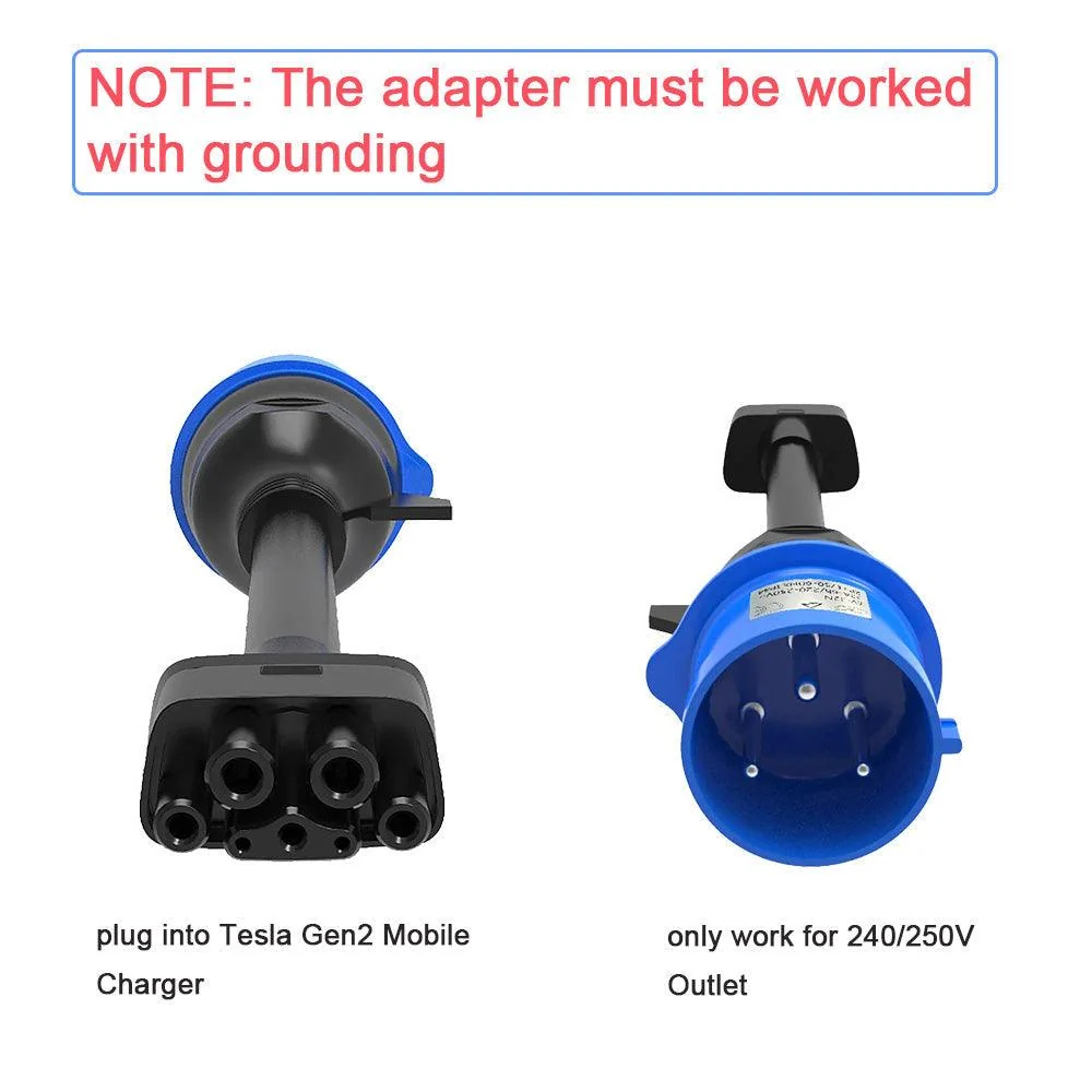 ModelS/3/X/Y 3-Pin CEE àTeslaAdaptateur-32A EV Chargeur Câble d'Extension pourTesla