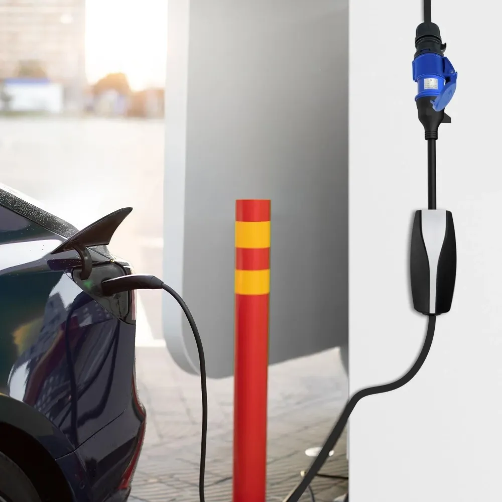 ModelS/3/X/Y 3-Pin CEE àTeslaAdaptateur-32A EV Chargeur Câble d'Extension pourTesla