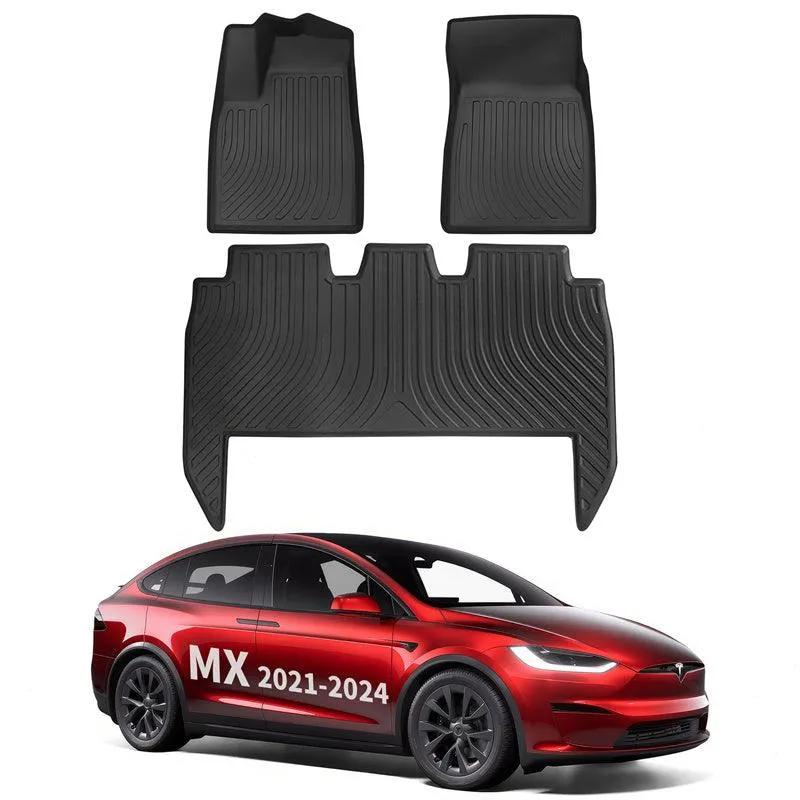 ModelX tous les temps TPE intérieur Tapis de sol Cargo Liners Set pourTesla (2021-2024)