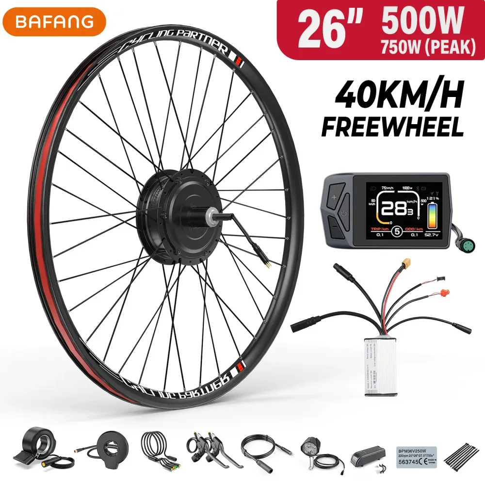 Kit conversión de bicicleta eléctrica motor trasero 500W 48V – 26 pulgadas (Display: EKD01) [Bafang] MONORIM© SPAIN