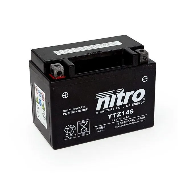 Nitro Sealed YTZ14S AGM Motorcycle Battery 11.2Ah