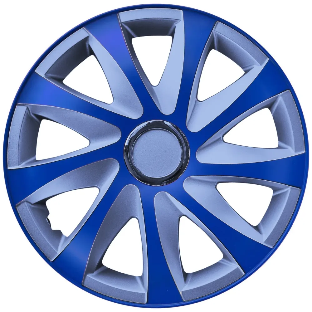 NRM Kit d'enjoliveurs de roues 16" argent et bleu 4 PCS Set ABS Universel