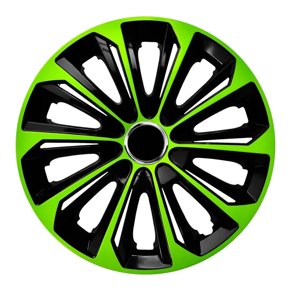 NRM 16" Kit d Enjoliveurs de roues 4 PCS vert/noir