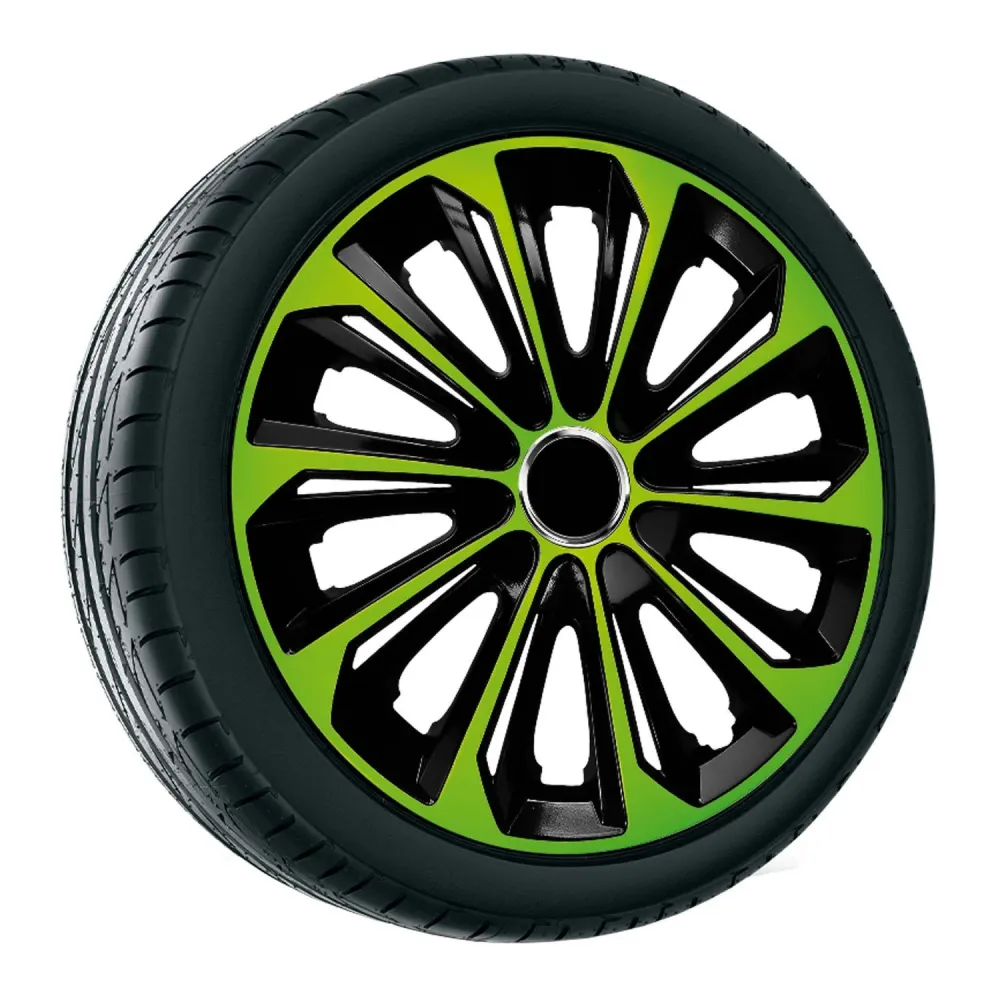 NRM 16" Kit d Enjoliveurs de roues 4 PCS vert/noir