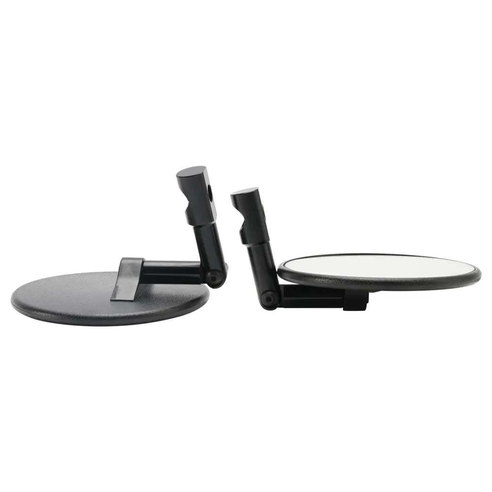 PAIRE DE RÉTROVISEURS DE GUIDON ROND NOIR SUPERBIKE SUPERMOTO MIROIR D'EXTRÉMITÉ DE BARRE M8 M10