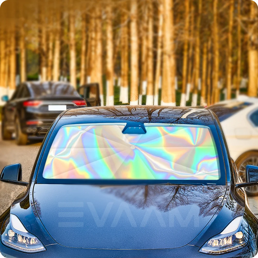 Pare-soleil pliables EVAAM® Tesla Laser pour pare-brise des Model 3/Y