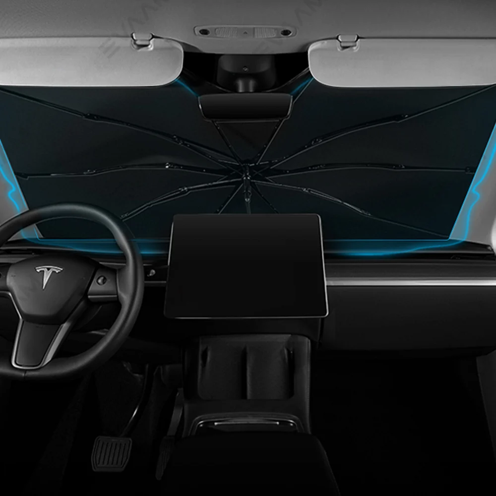 Pare-soleil pliables EVAAM® Tesla Laser pour pare-brise des Model 3/Y