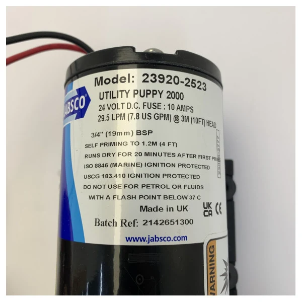 Pompe à impeller Jabsco Utility Puppy 2000 24V 30L/min - 23920-2523