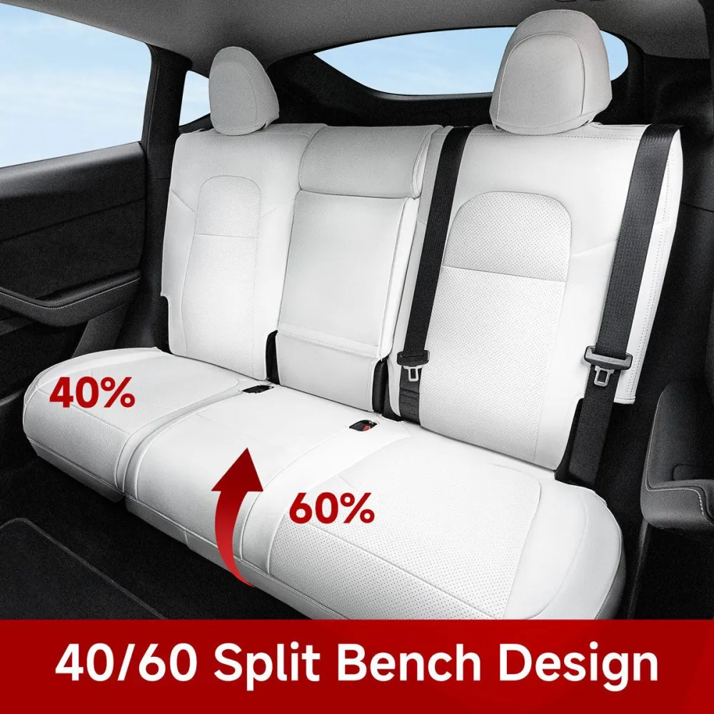 Prime Tesla Model Ensemble de housses de siège Y 7 places avec banquette divisée 40/60 améliorée pour la 2e rangée pour un...
