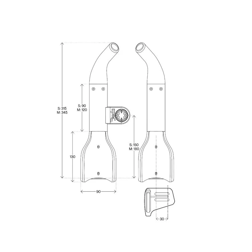 Prolongateurs de Cintre DEDA JET2 HYDRO Alu 315mm Taille S pour Blips Sram