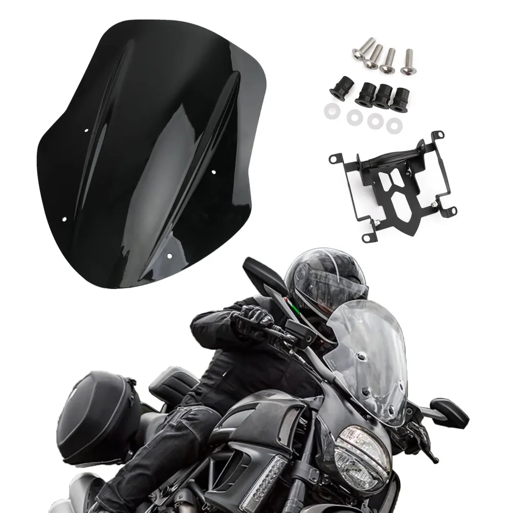 1x protection de déflecteur de vent de pare-brise pour Ducati Diavel 14-18 noir